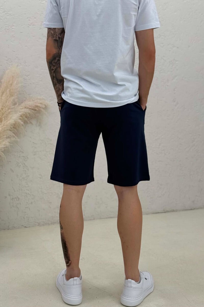 ONE COLOR SIMPLE MEN SHORT SWEATPANTS BLUE/BLU - 3