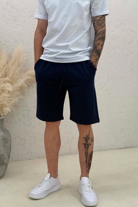 ONE COLOR SIMPLE MEN SHORT SWEATPANTS BLUE/BLU - 4