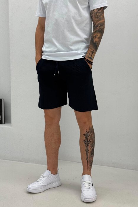 ONE COLOR SIMPLE MEN SHORT SWEATPANTS BLUE/BLU - 4