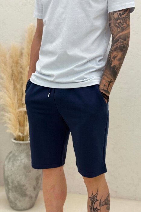 ONE COLOR SIMPLE MEN SHORT SWEATPANTS BLUE/BLU - 2