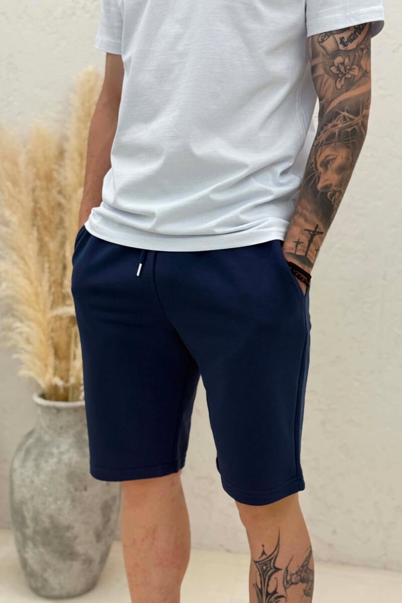 ONE COLOR SIMPLE MEN SHORT SWEATPANTS BLUE/BLU - 2