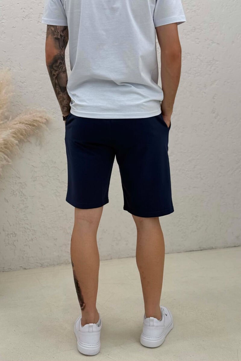 ONE COLOR SIMPLE MEN SHORT SWEATPANTS BLUE/BLU - 3