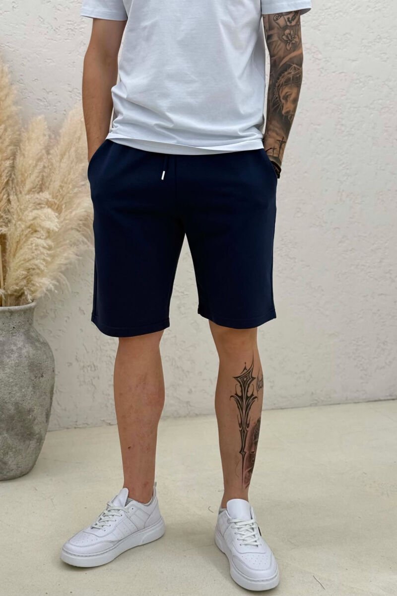 ONE COLOR SIMPLE MEN SHORT SWEATPANTS BLUE/BLU - 4