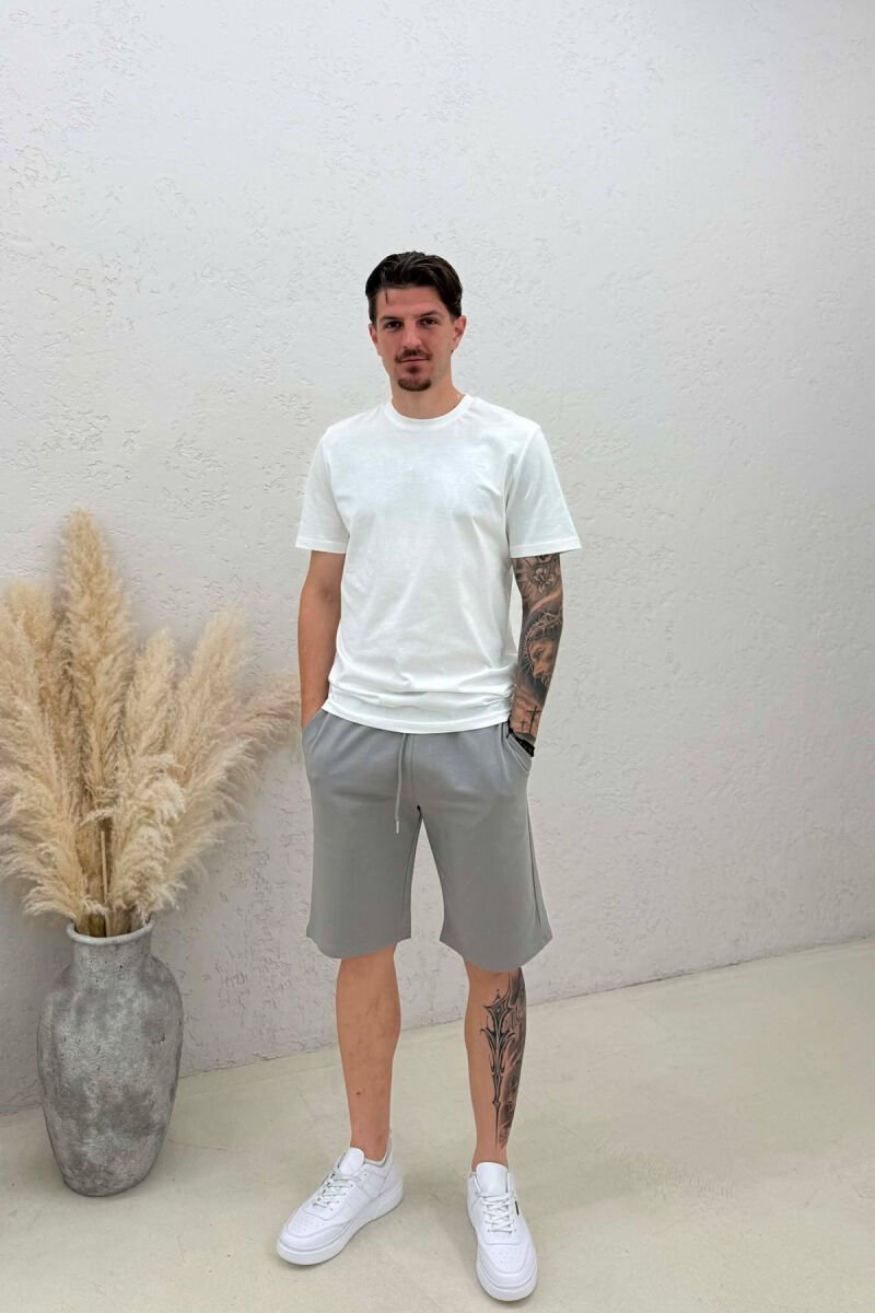 ONE COLOR SIMPLE MEN SHORT SWEATPANTS DARK GREY/GEE - 1