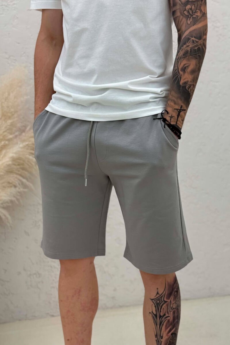 ONE COLOR SIMPLE MEN SHORT SWEATPANTS DARK GREY/GEE - 2