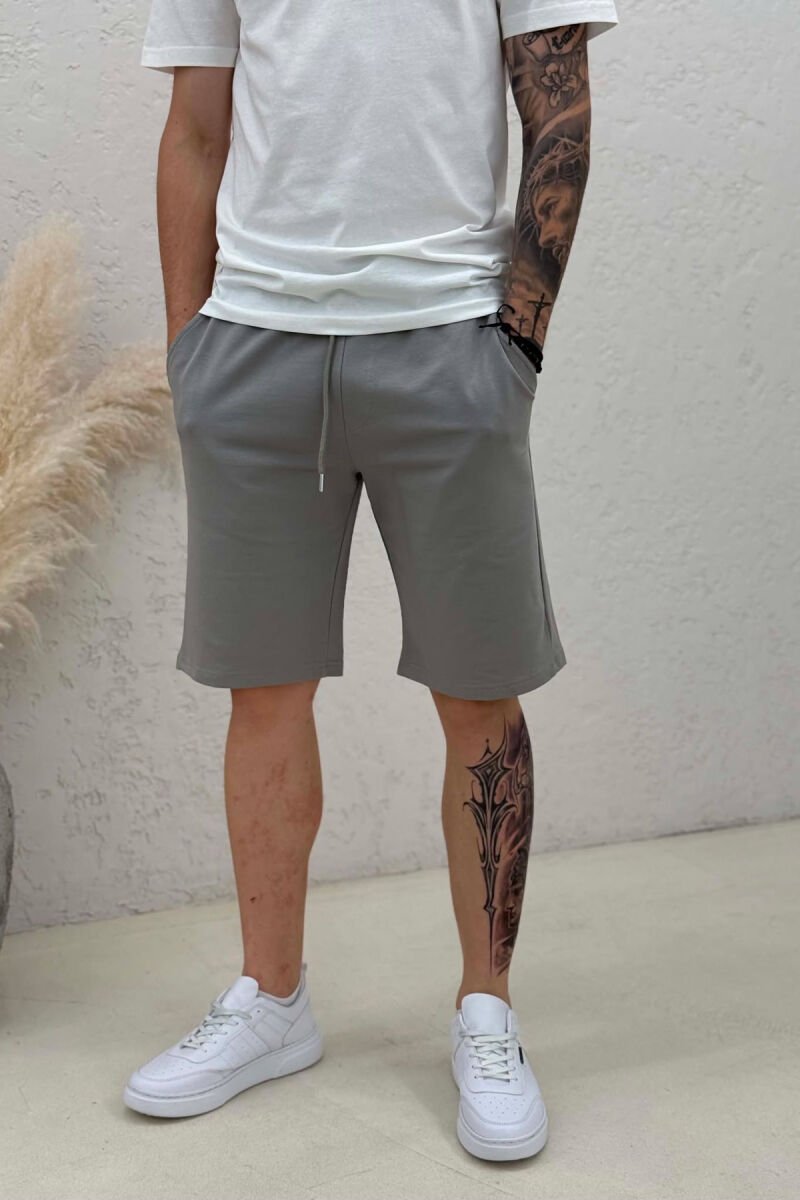 ONE COLOR SIMPLE MEN SHORT SWEATPANTS DARK GREY/GEE - 4