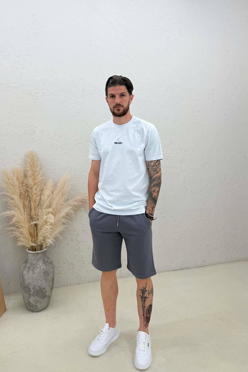 ONE COLOR SIMPLE MEN SHORT SWEATPANTS DARK GREY/GEE - 1
