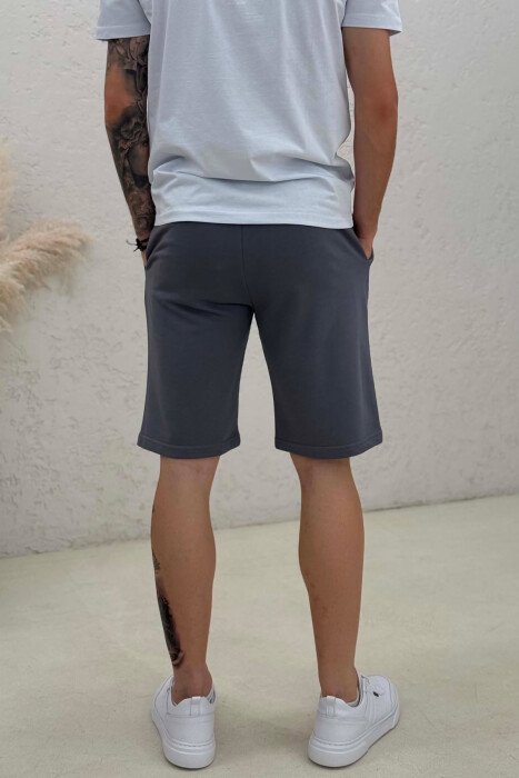 ONE COLOR SIMPLE MEN SHORT SWEATPANTS DARK GREY/GEE - 3