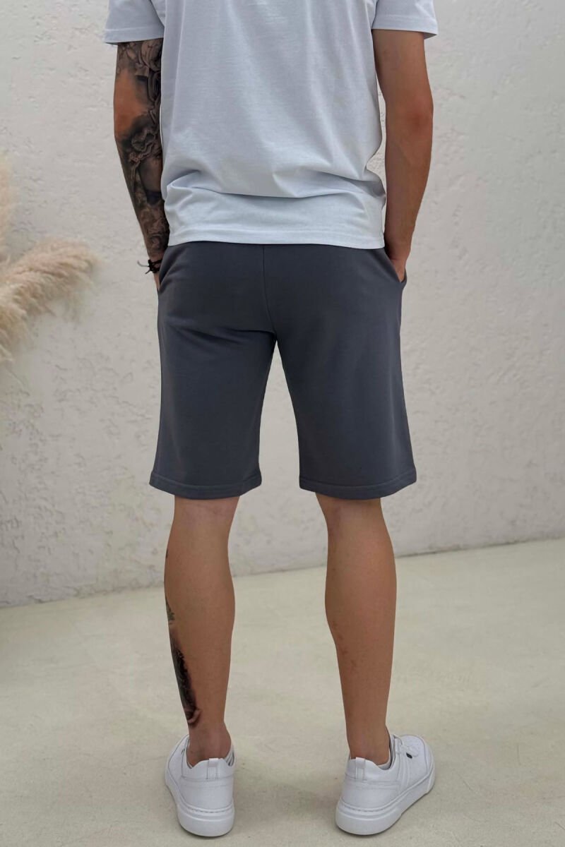 ONE COLOR SIMPLE MEN SHORT SWEATPANTS DARK GREY/GEE - 3