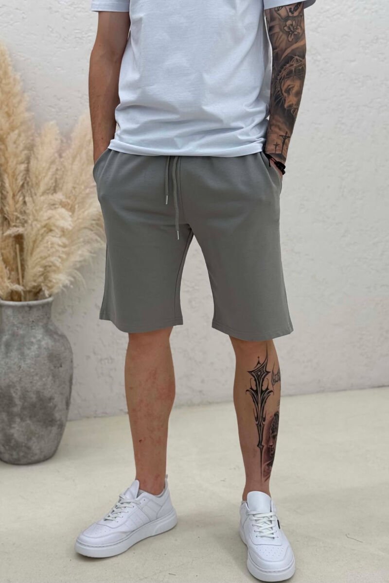 ONE COLOR SIMPLE MEN SHORT SWEATPANTS GREY/GRI - 4