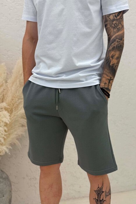 ONE COLOR SIMPLE MEN SHORT SWEATPANTS GREY/GRI - 2