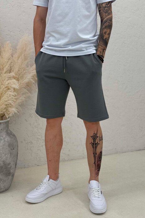 ONE COLOR SIMPLE MEN SHORT SWEATPANTS GREY/GRI - 4