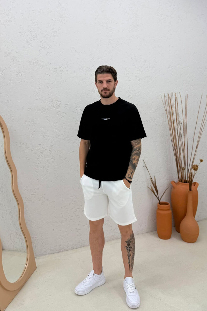 ONE COLOR SIMPLE MEN SHORT SWEATPANTS WHITE-E BARDHE - 1