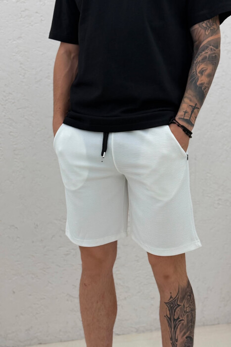 ONE COLOR SIMPLE MEN SHORT SWEATPANTS WHITE-E BARDHE - 2