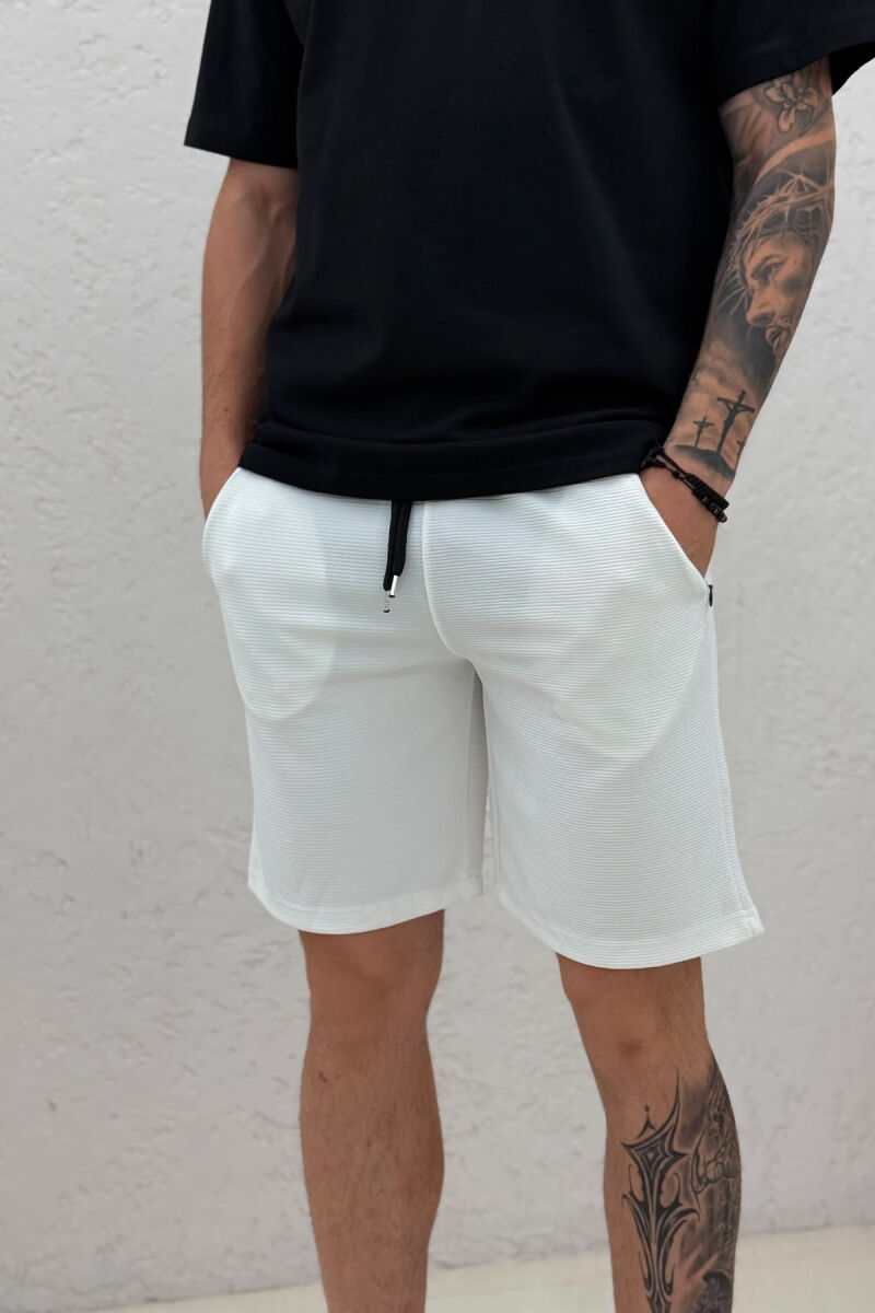 ONE COLOR SIMPLE MEN SHORT SWEATPANTS WHITE-E BARDHE - 2