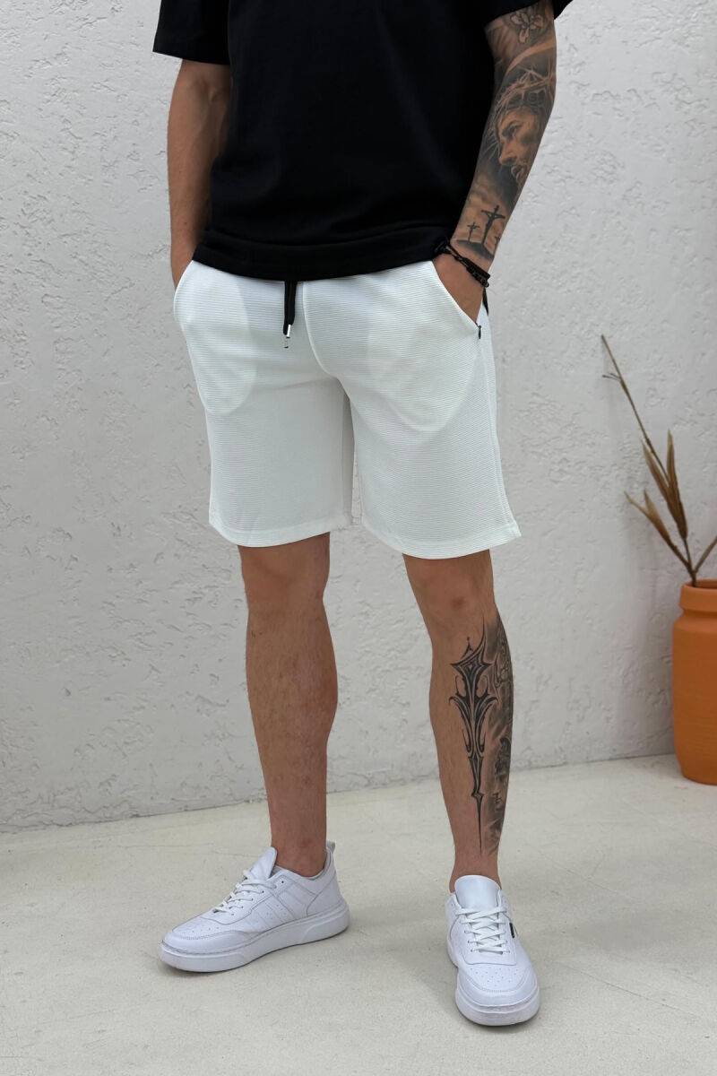 ONE COLOR SIMPLE MEN SHORT SWEATPANTS WHITE-E BARDHE - 4
