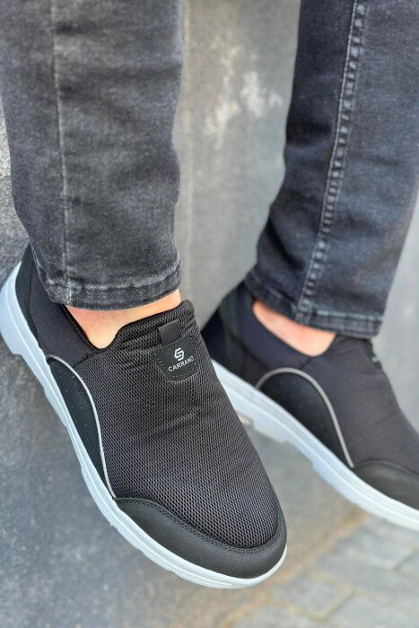 ONE COLOR SIMPLE MEN SNEAKERS BLACK-GREY/ZEGR - KLAUDIO FASHION