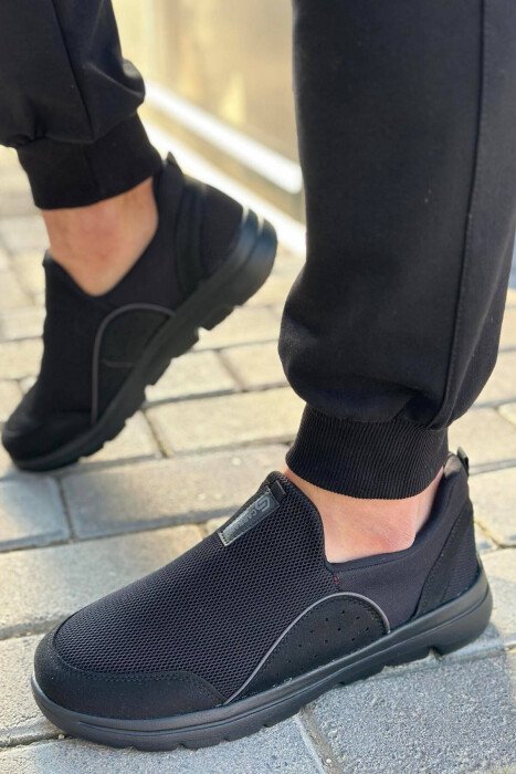 ONE COLOR SIMPLE MEN SNEAKERS BLACK/ E ZEZE - KLAUDIO FASHION