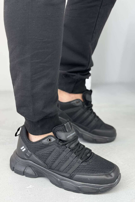 ONE COLOR SIMPLE MEN SNEAKERS BLACK/ E ZEZE - KLAUDIO FASHION