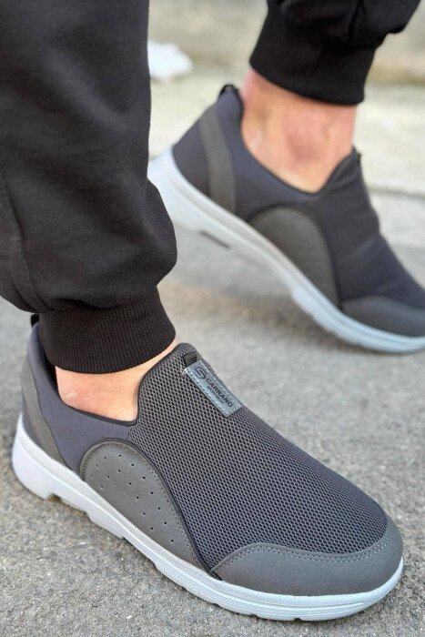 ONE COLOR SIMPLE MEN SNEAKERS DARK GREY/GEE - KLAUDIO FASHION