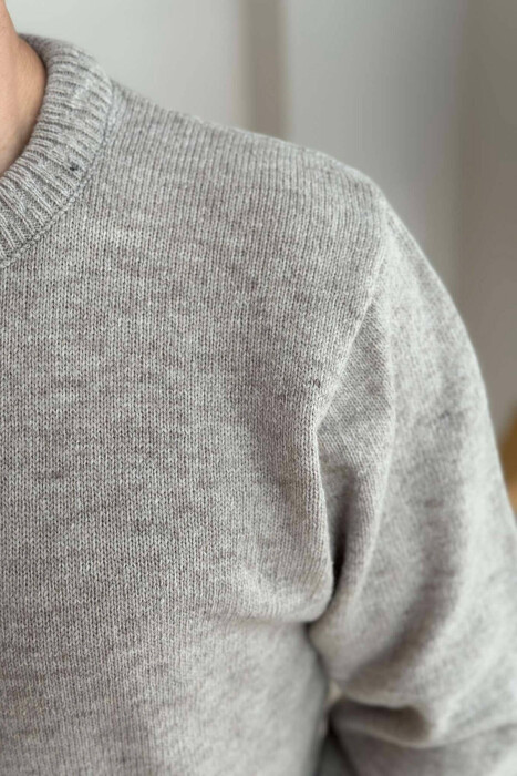 ONE COLOR SIMPLE MEN SWEATER LIGHT BEIGE/BZHZB - 3