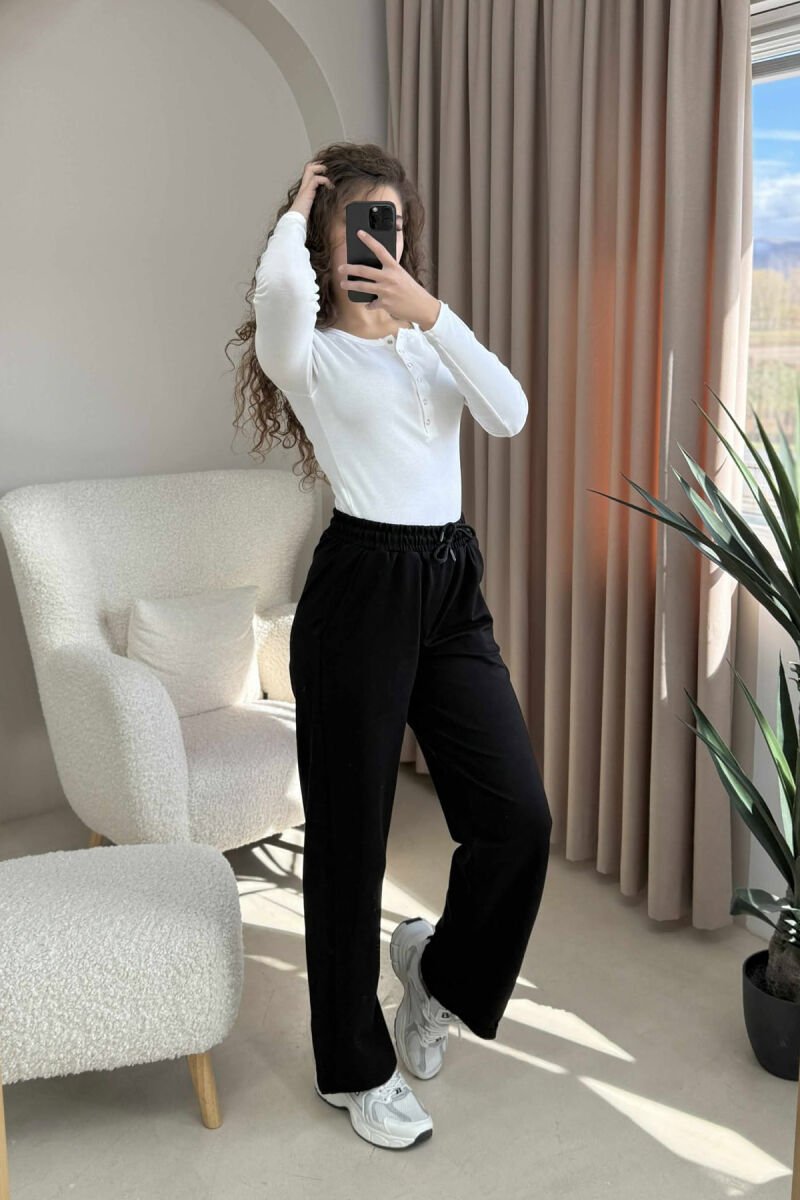 ONE COLOR SIMPLE WOMEN SWEATPANTS BLACK/ E ZEZE - 1