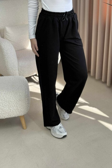 ONE COLOR SIMPLE WOMEN SWEATPANTS BLACK/ E ZEZE - 2