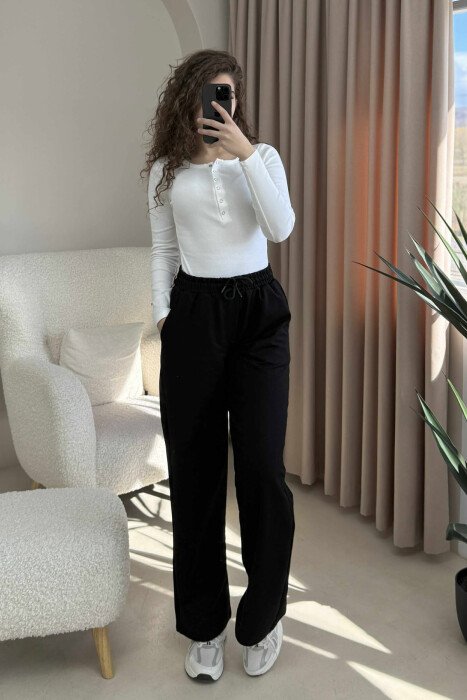 ONE COLOR SIMPLE WOMEN SWEATPANTS BLACK/ E ZEZE - 3