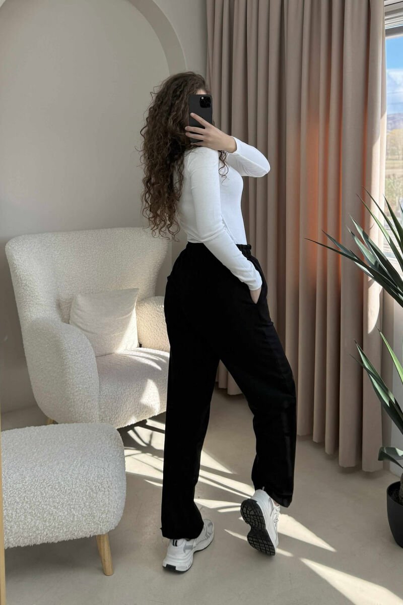 ONE COLOR SIMPLE WOMEN SWEATPANTS BLACK/ E ZEZE - 5