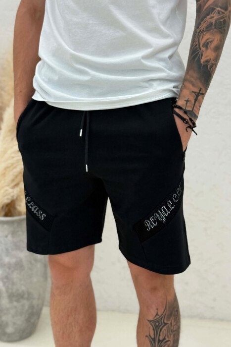 ONE COLOR SIMPLE MEN SHORT SWEATPANTS BLACK/ E ZEZE - 4