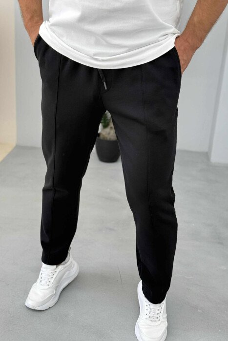 ONE COLOR SIMPLE MEN SWEATPANTS BLACK/ E ZEZE - KLAUDIO FASHION