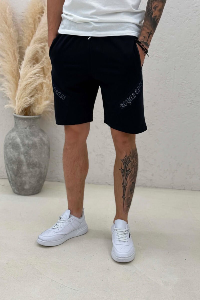 ONE COLOR SIMPLE MEN SHORT SWEATPANTS BLUE/BLU - 3