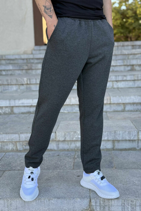 ONE COLOR SIMPLE MEN SWEATPANTS DARK GREY/GEE - 4