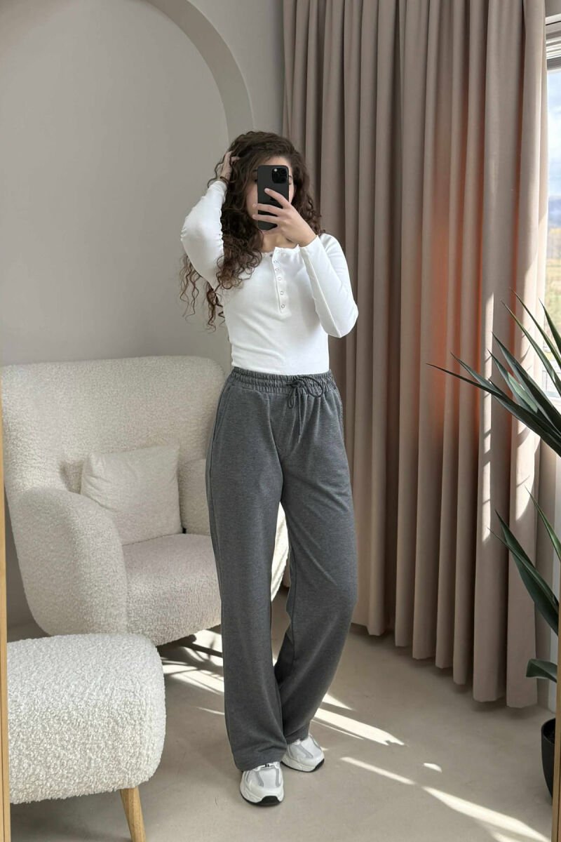 ONE COLOR SIMPLE WOMEN SWEATPANTS DARK GREY/GEE - 1