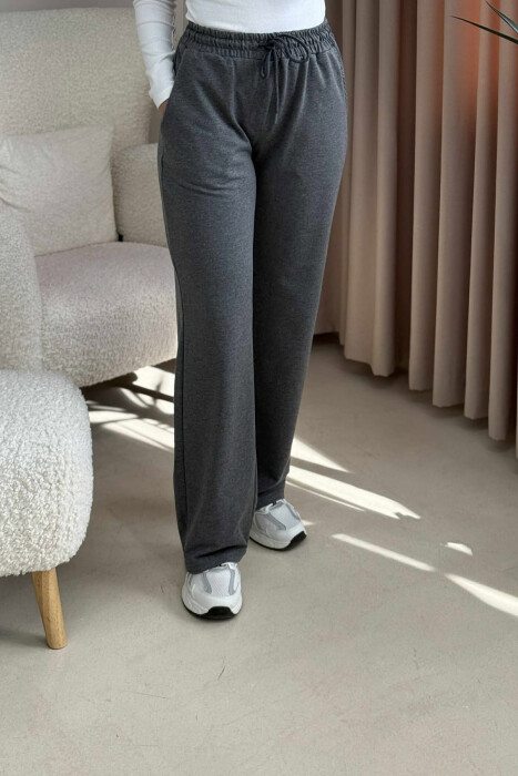 ONE COLOR SIMPLE WOMEN SWEATPANTS DARK GREY/GEE - 3