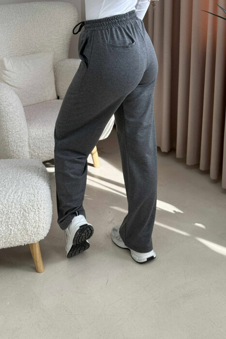ONE COLOR SIMPLE WOMEN SWEATPANTS DARK GREY/GEE - 4