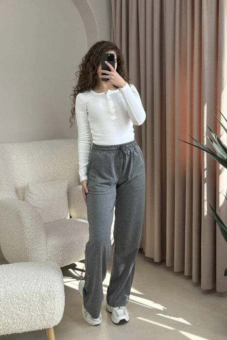 ONE COLOR SIMPLE WOMEN SWEATPANTS DARK GREY/GEE - 5