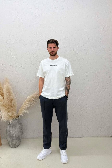 ONE COLOR SIMPLE MEN SWEATPANTS DARK GREY/GEE - KLAUDIO FASHION