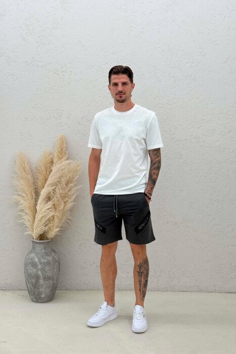 ONE COLOR SIMPLE MEN SHORT SWEATPANTS DARK GREY/GEE 