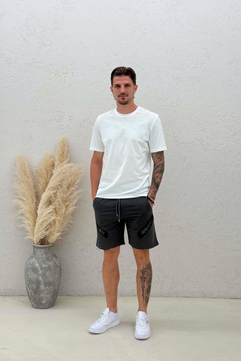 ONE COLOR SIMPLE MEN SHORT SWEATPANTS DARK GREY/GEE - 1
