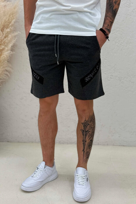 ONE COLOR SIMPLE MEN SHORT SWEATPANTS DARK GREY/GEE - 4