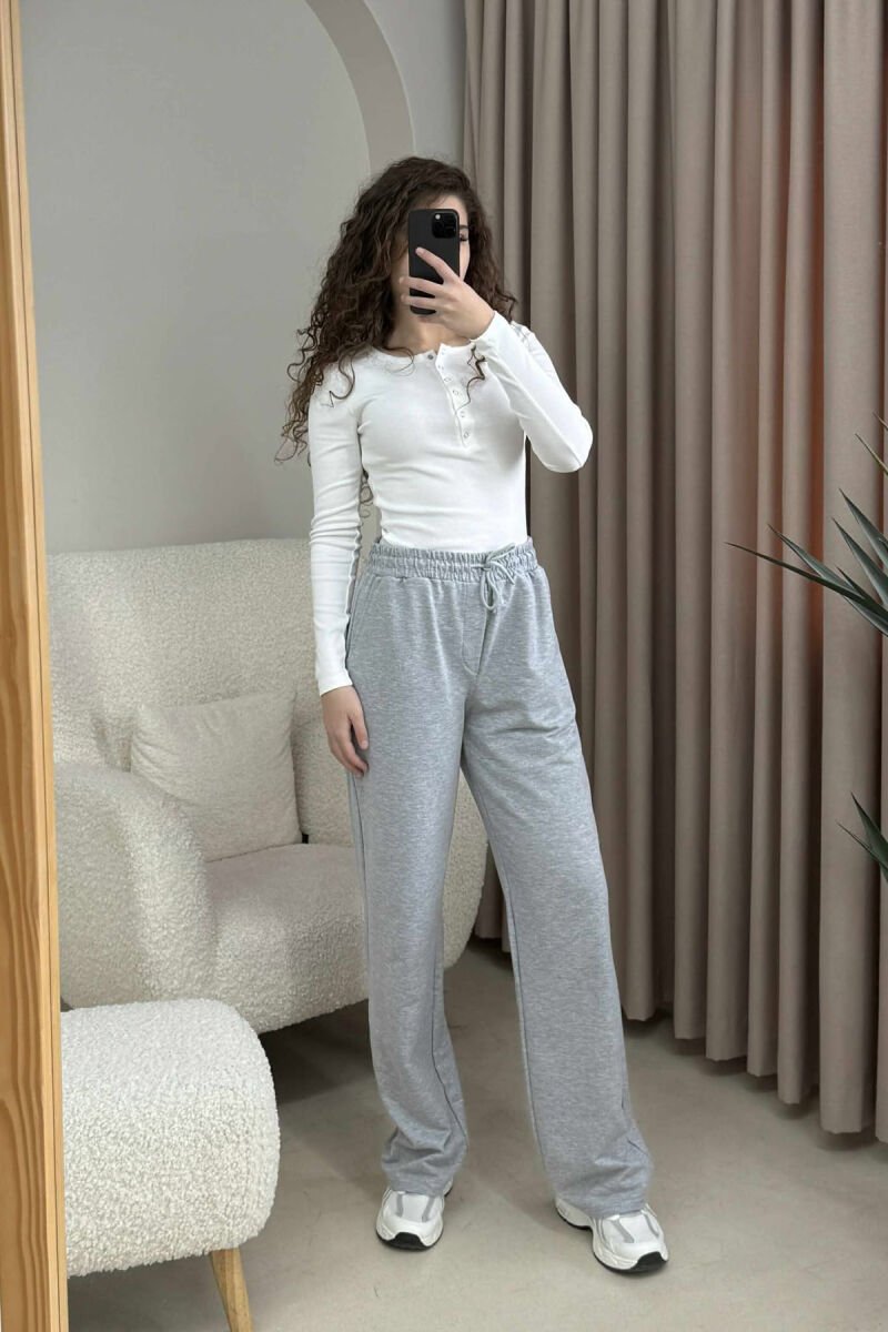 ONE COLOR SIMPLE WOMEN SWEATPANTS LIGHT GREY/GZ - 4