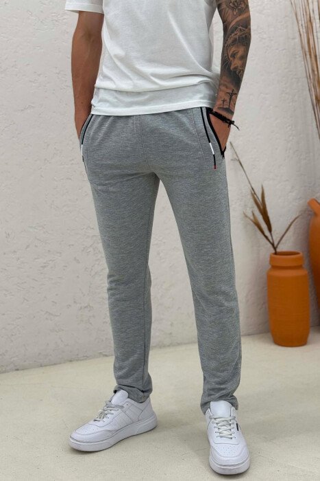 ONE COLOR SIMPLE MEN SWEATPANTS LIGHT GREY/GZ - 4