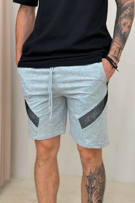ONE COLOR SIMPLE MEN SHORT SWEATPANTS LIGHT GREY/GZ - 4