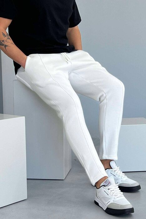 ONE COLOR SIMPLE MEN SWEATPANTS WHITE-E BARDHE - KLAUDIO FASHION