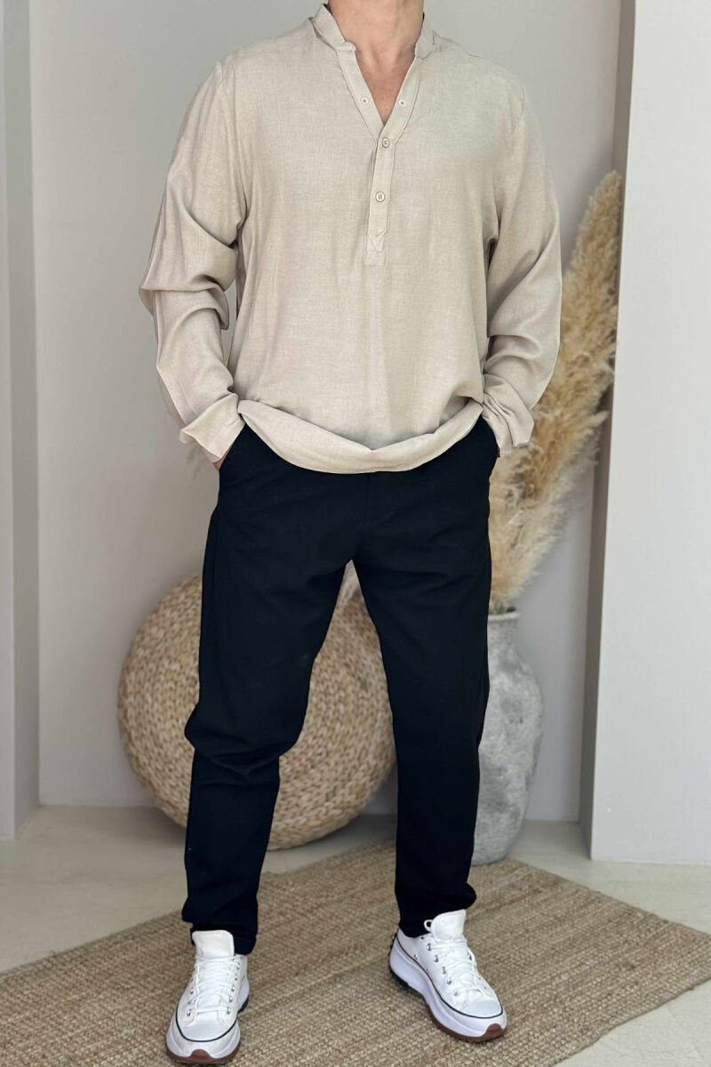 ONE COLOR SIMPLE MEN SHIRT BEIGE/BEZHE - 1