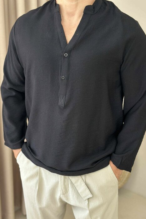 ONE COLOR SIMPLE MEN SHIRT BLACK/ E ZEZE - 2