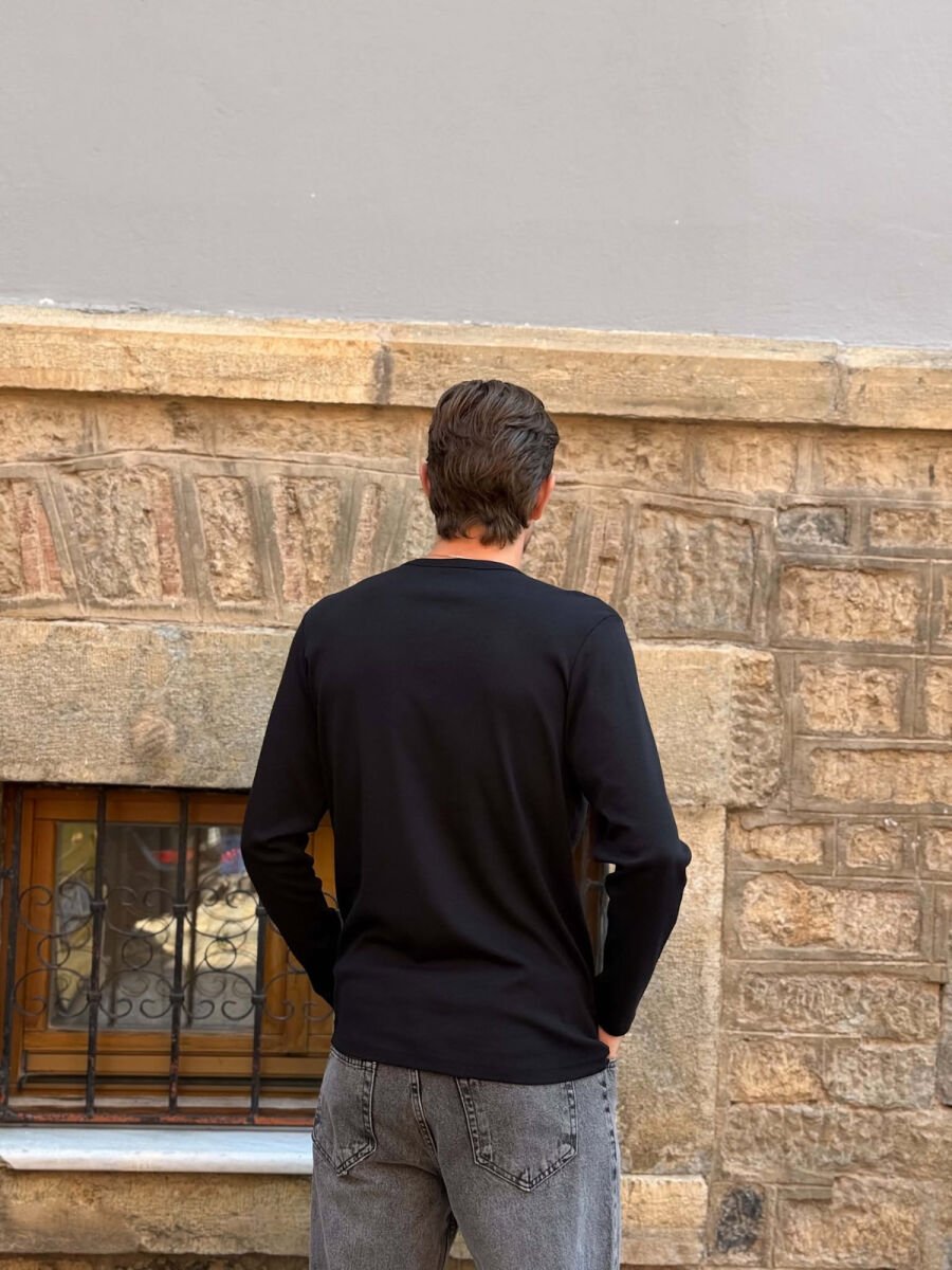 ONE COLOR SIMPLE MEN SWEATSHIRT BLACK/ E ZEZE - 4