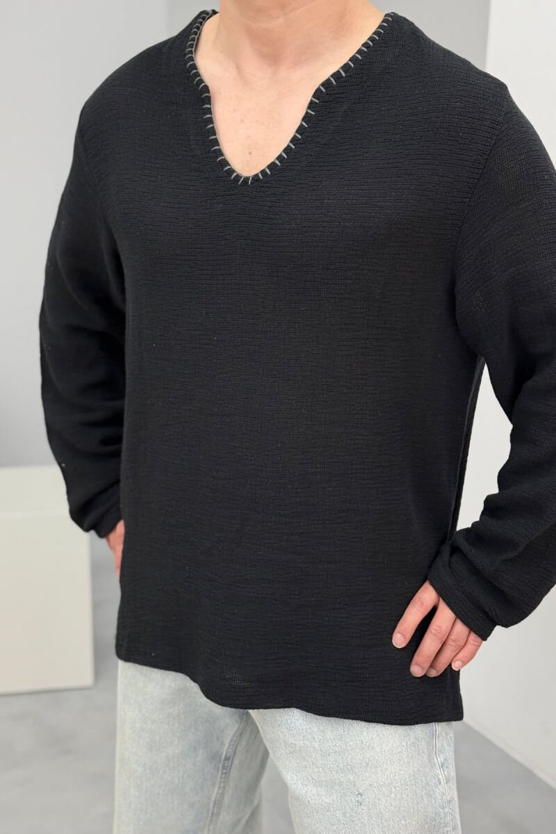 ONE COLOR SIMPLE MEN SHIRT BLACK/ E ZEZE - 2
