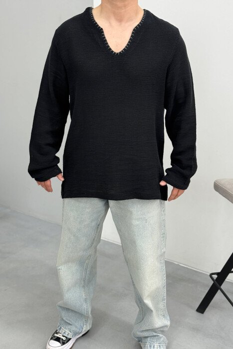 ONE COLOR SIMPLE MEN SHIRT BLACK/ E ZEZE - 3